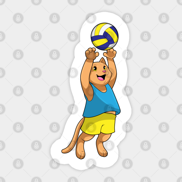 Cat as Volleyball player with Volleyball Volleyball Sticker TeePublic